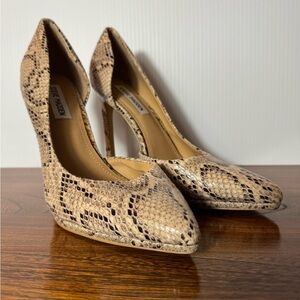 Steve Madden Taupe Snake-Print Pointed Toe Pumps